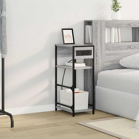 vidaXL Bedside Cabinet Grey sonoma 40 x 27 x 76 cm Engineered wood