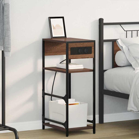 vidaXL Bedside Cabinet Brown oak 40 x 27 x 76 cm Engineered wood