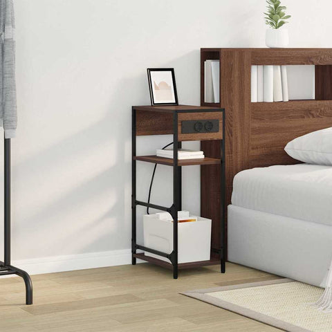 vidaXL Bedside Cabinet Brown oak 40 x 27 x 76 cm Engineered wood