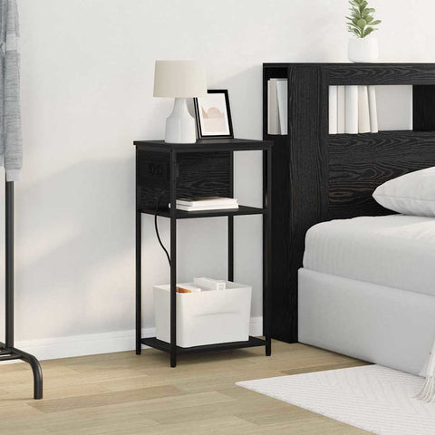 vidaXL Bedside Cabinet Black oak 41 x 28 x 76 cm Engineered wood