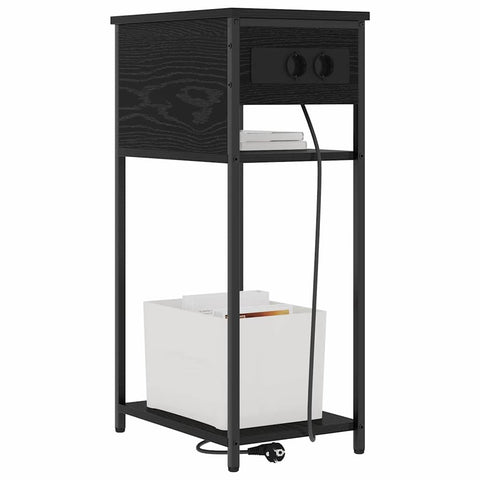 vidaXL Bedside Cabinet Black oak 41 x 28 x 76 cm Engineered wood