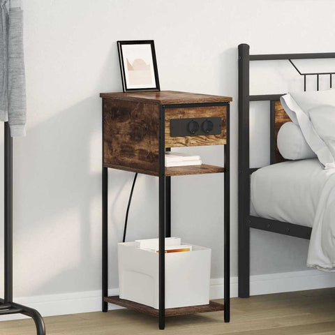 vidaXL Bedside Cabinet Smoked oak 41 x 28 x 76 cm Engineered wood