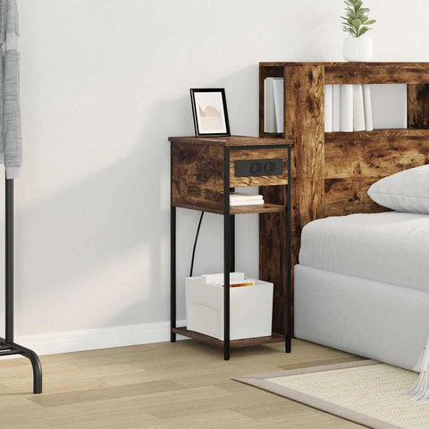 vidaXL Bedside Cabinet Smoked oak 41 x 28 x 76 cm Engineered wood
