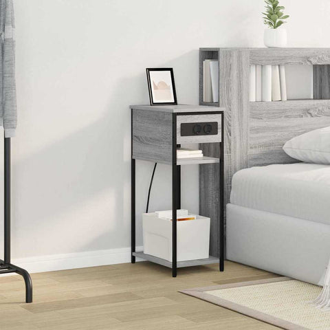vidaXL Bedside Cabinet Grey sonoma 41 x 28 x 76 cm Engineered wood