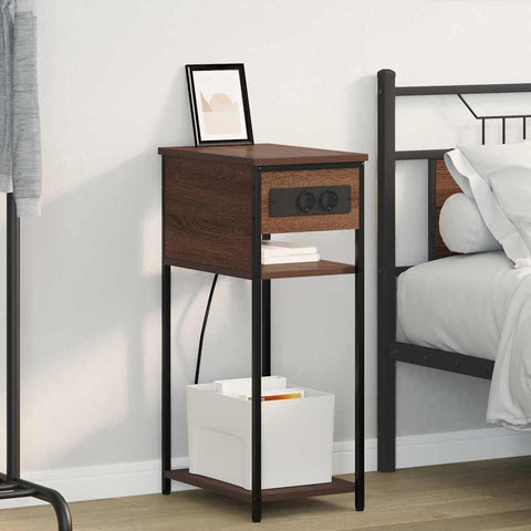 vidaXL Bedside Cabinet Brown oak 41 x 28 x 76 cm Engineered wood