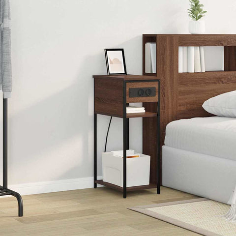 vidaXL Bedside Cabinet Brown oak 41 x 28 x 76 cm Engineered wood