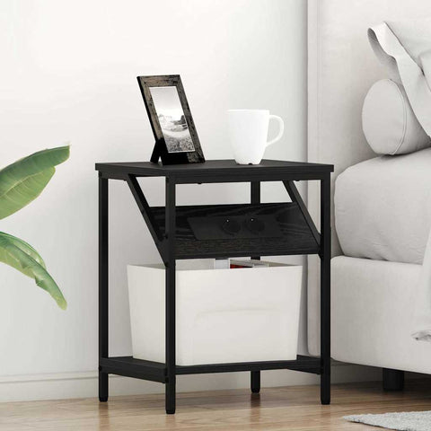 vidaXL Bedside Table Black oak 38 x 30 x 48 cm Engineered wood
