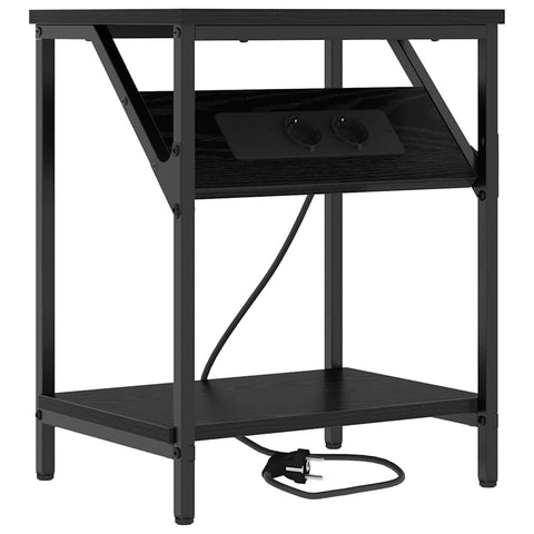 vidaXL Bedside Table Black oak 38 x 30 x 48 cm Engineered wood