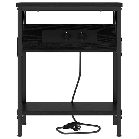 vidaXL Bedside Table Black oak 38 x 30 x 48 cm Engineered wood