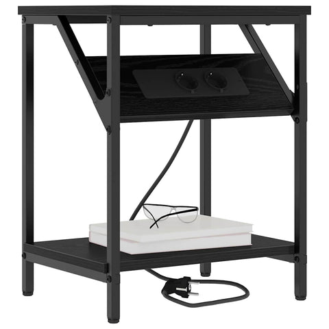 vidaXL Bedside Table Black oak 38 x 30 x 48 cm Engineered wood