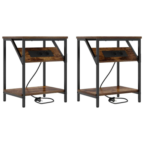 vidaXL Bedside Table 2 pcs Smoked oak 38 x 30 x 48 cm Engineered wood