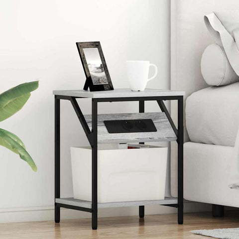 vidaXL Bedside Table Grey sonoma 38 x 30 x 48 cm Engineered wood
