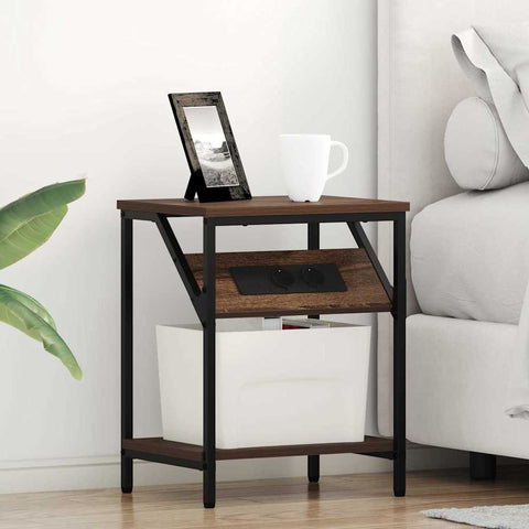 vidaXL Bedside Table Brown oak 38 x 30 x 48 cm Engineered wood