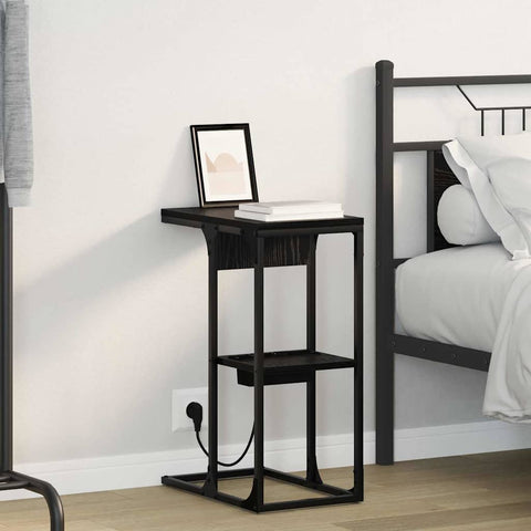 vidaXL Bedside Table Black oak 41.5 x 26 x 60.5 cm Engineered wood