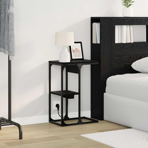 vidaXL Bedside Table Black oak 41.5 x 26 x 60.5 cm Engineered wood