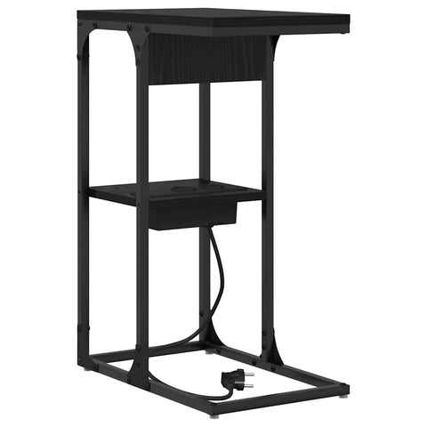 vidaXL Bedside Table Black oak 41.5 x 26 x 60.5 cm Engineered wood