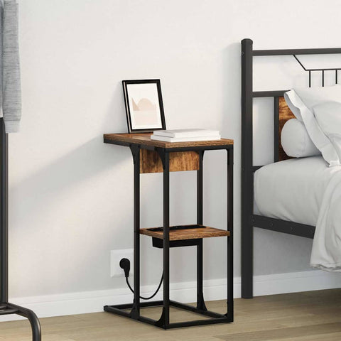 vidaXL Bedside Table Smoked oak 41.5 x 26 x 60.5 cm Engineered wood