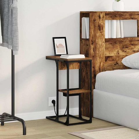 vidaXL Bedside Table Smoked oak 41.5 x 26 x 60.5 cm Engineered wood