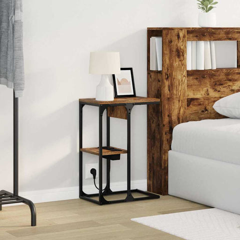 vidaXL Bedside Table Smoked oak 41.5 x 26 x 60.5 cm Engineered wood