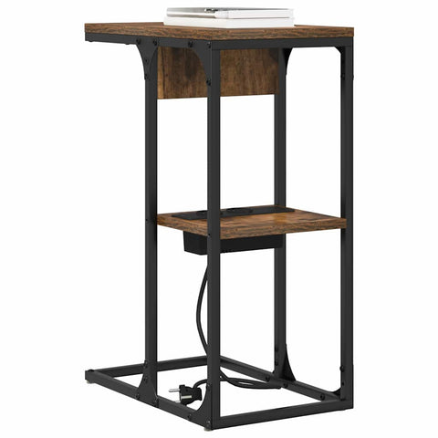 vidaXL Bedside Table Smoked oak 41.5 x 26 x 60.5 cm Engineered wood