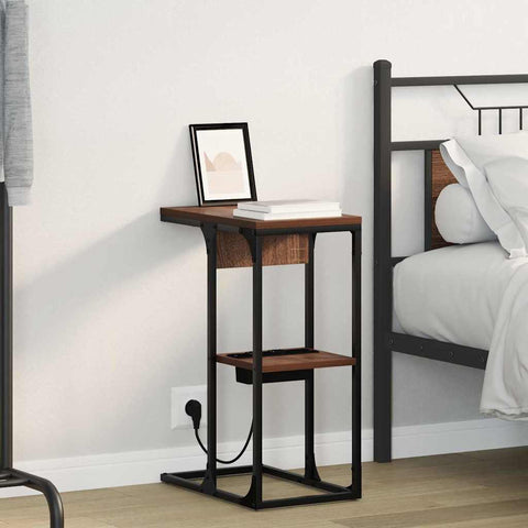vidaXL Bedside Table Brown oak 41.5 x 26 x 60.5 cm Engineered wood