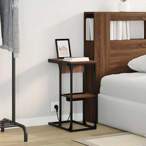 vidaXL Bedside Table Brown oak 41.5 x 26 x 60.5 cm Engineered wood