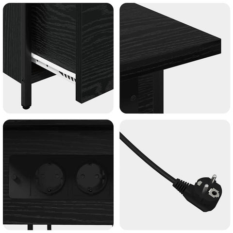 vidaXL Bedside Cabinet Black oak 60 x 30 x 61 cm Engineered wood