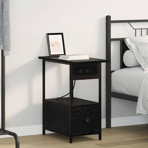 vidaXL Bedside Cabinet Black oak 60 x 30 x 61 cm Engineered wood