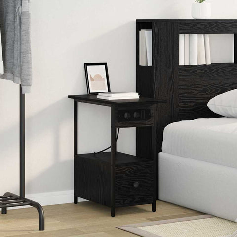 vidaXL Bedside Cabinet Black oak 60 x 30 x 61 cm Engineered wood