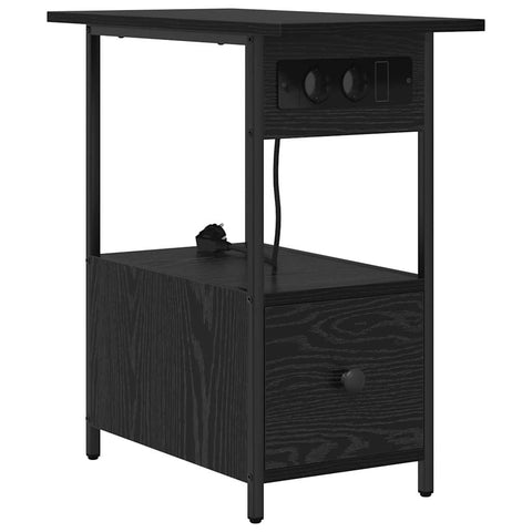 vidaXL Bedside Cabinet Black oak 60 x 30 x 61 cm Engineered wood