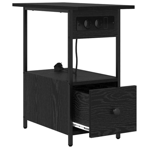 vidaXL Bedside Cabinet Black oak 60 x 30 x 61 cm Engineered wood