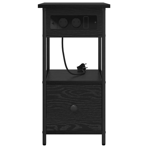 vidaXL Bedside Cabinet Black oak 60 x 30 x 61 cm Engineered wood