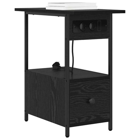 vidaXL Bedside Cabinet Black oak 60 x 30 x 61 cm Engineered wood