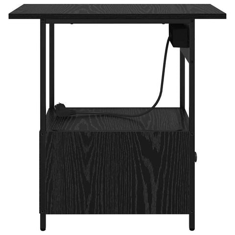 vidaXL Bedside Cabinet Black oak 60 x 30 x 61 cm Engineered wood