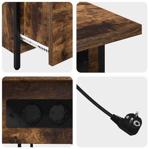 vidaXL Bedside Cabinet Smoked oak 60 x 30 x 61 cm Engineered wood
