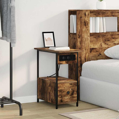 vidaXL Bedside Cabinet Smoked oak 60 x 30 x 61 cm Engineered wood