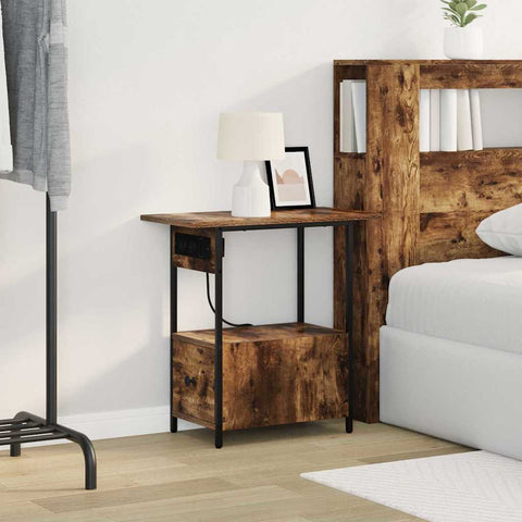 vidaXL Bedside Cabinet Smoked oak 60 x 30 x 61 cm Engineered wood