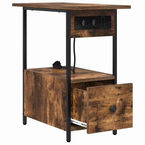 vidaXL Bedside Cabinet Smoked oak 60 x 30 x 61 cm Engineered wood