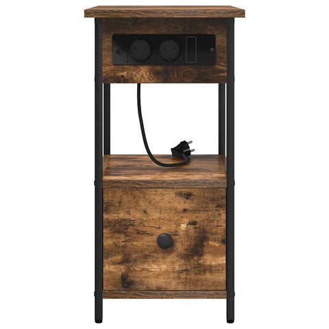 vidaXL Bedside Cabinet Smoked oak 60 x 30 x 61 cm Engineered wood