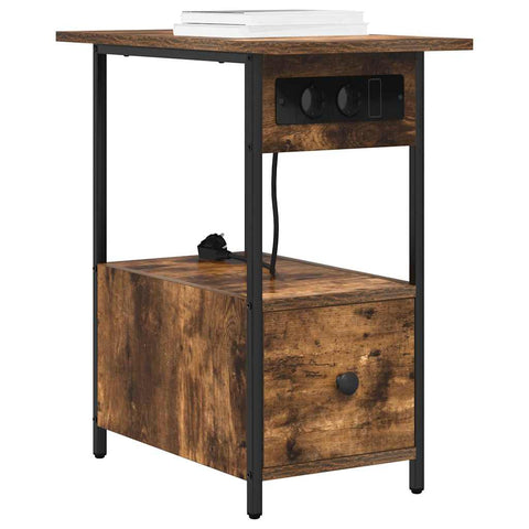 vidaXL Bedside Cabinet Smoked oak 60 x 30 x 61 cm Engineered wood