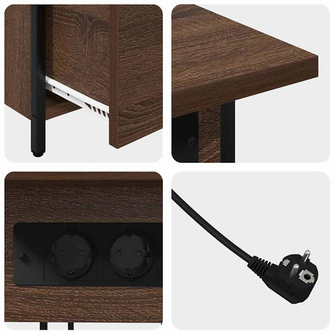vidaXL Bedside Cabinet Brown oak 60 x 30 x 61 cm Engineered wood