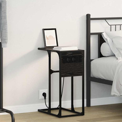 vidaXL Bedside Table Black oak Engineered wood