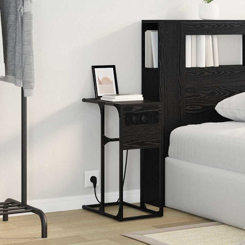 vidaXL Bedside Table Black oak Engineered wood