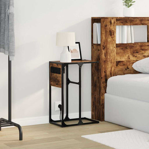 vidaXL Bedside Table Smoked oak Engineered wood
