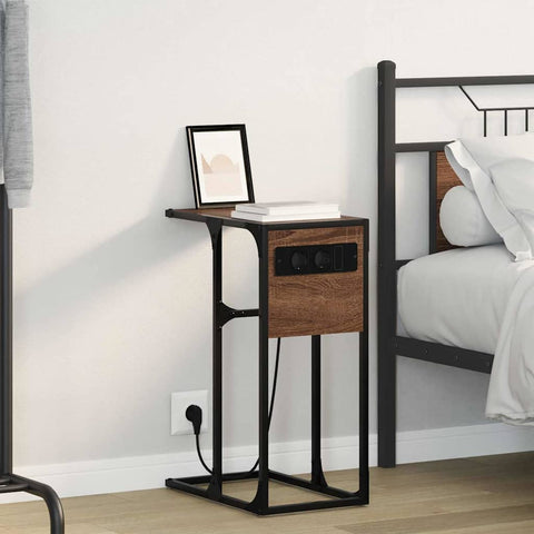 vidaXL Bedside Table Brown oak Engineered wood