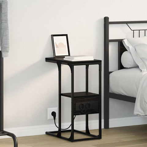 vidaXL Bedside Cabinet Black oak 41.5 x 26 x 60.5 cm Engineered wood