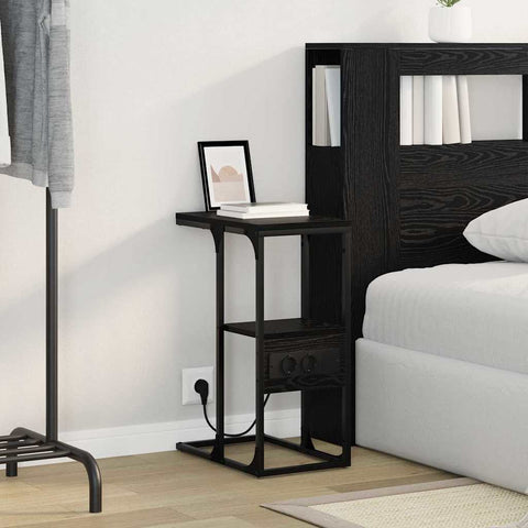 vidaXL Bedside Cabinet Black oak 41.5 x 26 x 60.5 cm Engineered wood