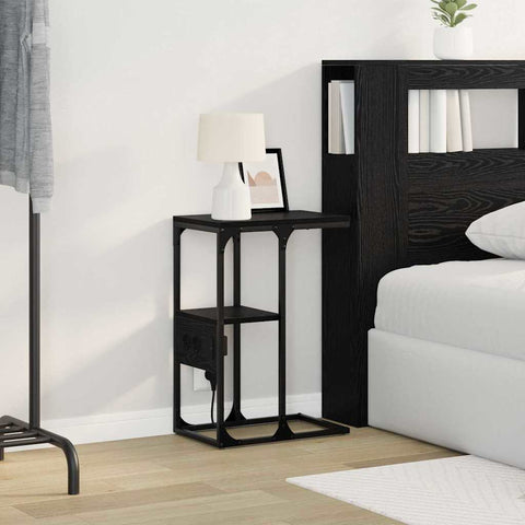 vidaXL Bedside Cabinet Black oak 41.5 x 26 x 60.5 cm Engineered wood