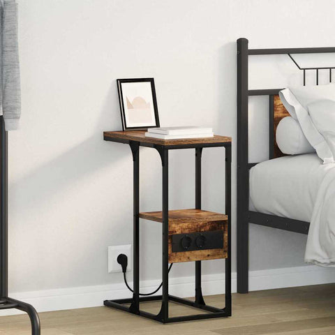 vidaXL Bedside Table Smoked oak 41.5 x 26 x 60.5 cm Engineered wood