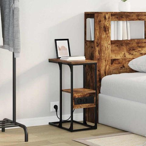 vidaXL Bedside Table Smoked oak 41.5 x 26 x 60.5 cm Engineered wood